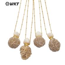 WT-N1189 New design raw desert rose stone perfume bottle necklace with gold Electroplated chain woman fashion jewelry for gift 2024 - buy cheap
