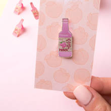 Peach Soju Badge Cute Mini Pink Wine Bottle Brooch Popular Korean Alcoholic Drink Enamel Pin 2024 - buy cheap