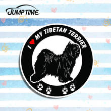 Jump Time 13cm x 13cm I Love My Tibetan Terrier Dog ROUND Bumper Vinyl Stickers Decals Car Styling Car Window Motor Accessories 2024 - buy cheap