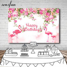 Sensfun flores fotográficas com tema rosa, fundos de flamingo para meninas, chá de bebê, festa de aniversário, estúdio fotográfico, 7x5 pés 2024 - compre barato