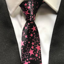 New Arrival 5cm Fashion Narrow Ties Young Men Unique Pattern Printed Necktie Black with Pink Stars Gravata for Party 2024 - buy cheap