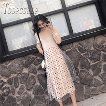 2019 Autumn Winter French Retro Patchwork Women Dress Elegant Female Bottoming Dresses 2024 - buy cheap