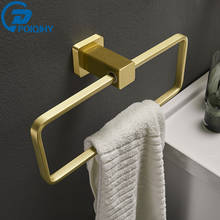 POIQIHY Nordic Style Brushed Gold Towel Ring Towel Rack Bathroom Towel Hanging Wall Mounted Square Towel Bar 2024 - buy cheap