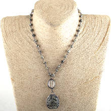 Moda jóias natural 6mm pedra cristal corrente pedra pingente gargantilha colares para feminino colar étnico 2024 - compre barato