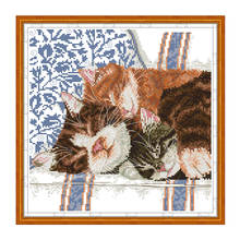 Intimate cat family cross stitch kit aida 14ct 11ct count printed canvas stitches embroidery DIY handmade needlework 2024 - buy cheap