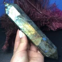 Novo produto!! pedra de cura de cura em forma de obelisco, labradorite natural com cristal de quartzo 2024 - compre barato