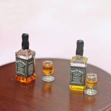 1/12 Dollhouse Miniature Mini Whisky Wine Bottle Model Glasses BJD Doll Food Pretend Play Kids Kitchen Toy 2024 - buy cheap