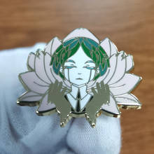 Green Hair Girl Lotus Enamel Pin Anime girls Yoga Brooch 2024 - buy cheap