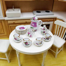 15Pcs/set 1:12 Dollhouse Miniature Tableware Porcelain Ceramic Tea Cup Plate 2024 - buy cheap