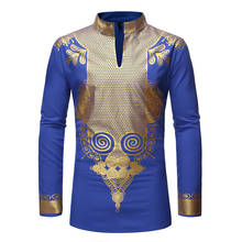 Royal Blue Men African Clothes 2022 Fashion African Dashiki Print Dress Shirt Men Streetwear Casual Social African Clothing XXL 2024 - buy cheap