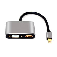 Переходник MINI DP-HDMI-совместимый с VGA 2 в 1 HD-видео адаптер кабель интерфейс Thunderbolt Поддержка одного экрана дисплея 2024 - купить недорого