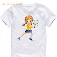 T camisa meninos t camisas da forma dos desenhos animados tennis player crianças tshirt roupas brancas camisetas para meninas camisas crianças roupas 2024 - compre barato