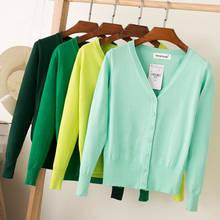 Suéter feminino cardigã manga comprida gola v, blusão feminino sobretudo tricotado 2024 - compre barato