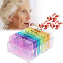 Caja de medicina arcoíris de 7 días y 28 celdas, organizador de tabletas, almacenamiento de salud, soporte para pastillas, divisores con Braille impreso 2024 - compra barato