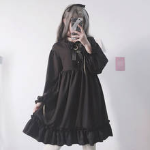 Japanese Women's dress kawaii harujuku  Spring/Autumn  Lolita Style black Long sleeve cosplay clothing 2020 gothic style 2024 - buy cheap