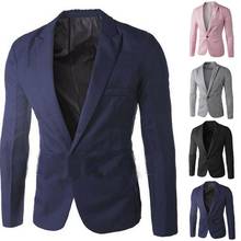 Blazer de manga larga para hombre, chaqueta con bolsillos de un botón, de Color sólido, para traje, abrigo, ropa de trabajo y boda 2024 - compra barato