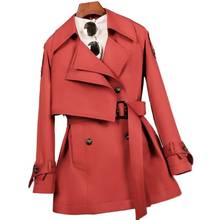 Blusão feminino outwear 2021 outono inverno coreano solto lapela estilo britânico trench coat com forro senhoras elegantes topos h80 2024 - compre barato