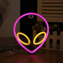 Luminária de parede criativa de alienígena, luminária neon para decoração de parede da casa e do quarto das crianças, decoração de natal, ano novo, festa, feriado 2024 - compre barato