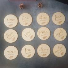 12 Pcs Baby Milestone Cards Wooden Commemorate Baby Birth Monthly Recording Disc C5AF 2024 - buy cheap
