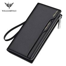 Fashion leather wallet men multifunctional long zipper large capacity detachable wrist strap clip high quality business handbag 2024 - buy cheap
