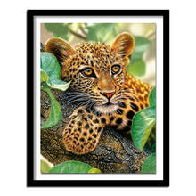 Diamante bordado leopardo 5d diamante pintura punto de cruz kits completo redondo diamantes de imitación diy diamante animal habitación Decoración 2024 - compra barato