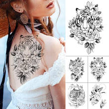 Waterproof Temporary Tattoo Sticker Line Tiger Flowers Flash Tattoos Leopard Bird Moon Body Art Arm Fake Tatoo Women Men 2024 - buy cheap