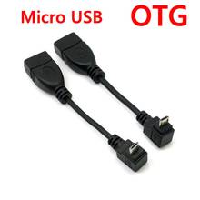 Micro usb tipo b para usb fêmea, cabo otg para tablet e microusb otg 25cm, ângulo 90 graus para cima e para baixo 2024 - compre barato