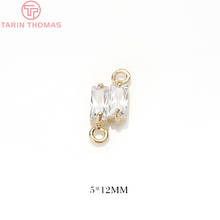 (1374)6PCS 5x12MM Hole 1MM 24K Gold Color Plated Brass with Zircon Connector Charms Pendants High Quality Diy Jewelry Accessorie 2024 - buy cheap