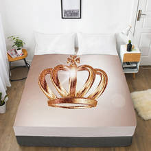 Наматрасник простыни с эластичной лентой простыни Льняные простыни для кровати 160X200/200X220CM размер 3D печатная Корона 2024 - купить недорого