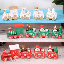Рождественский поезд, расписанное дерево, Рождественское украшение для дома с Санта-медведем, рождественские детские игрушки, подарок, украшение для Navidad, новый год 2021 2024 - купить недорого