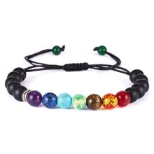 Black Lava Rock Beads 7 Chakra Healing Balance Bracelets Men Women Handmade Multi Color Reiki Prayer Stone Yoga Chakra Bracelets 2024 - buy cheap