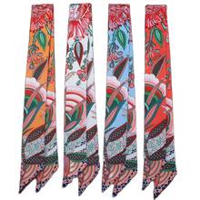 New women's silk scarf bohemian floral print scarf and shawl decorated long strip bag ribbon ladies bandanas neck scarf MQ7 2024 - buy cheap