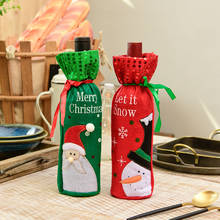 Christmas decorations for home old man snowman Christmas embroidery red wine gift bag New Year wine bottle set 2024 - buy cheap