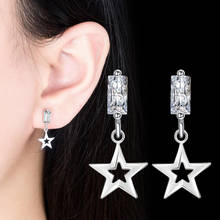 KOFSAC Fashion Silver 925 Earring For Women Jewelry Romantic Zircon Square Star Stud Earring Lady Different Occasion Accessories 2024 - buy cheap