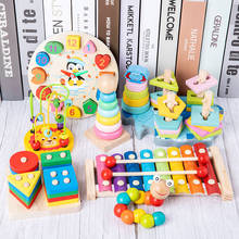 Montessori Wooden Toys Childhood Learning Toys Children Kids Baby Colorful Wooden Blocks Enlightenment Educational Toys Puzzle 2024 - buy cheap