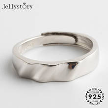 Jellystory S925 Silver Jewelry Rings for Women Fashion Wave Shaped Adjustable Open Ring Wedding Engagement Party Gifts Wholesale 2024 - buy cheap
