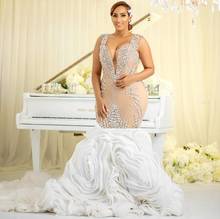 Beading Wedding Dresses Plus Size Women African Crystals vestidos de novia Middle East Mermaid Bridal Dress Ruched Train 2024 - buy cheap