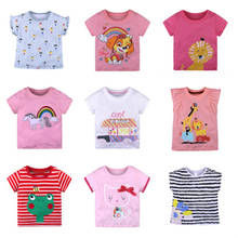 Детские летние футболки для девочек, детская одежда, футболки с единорогом для девочек, топы с рисунком для маленьких девочек, костюм для малышей 2024 - купить недорого