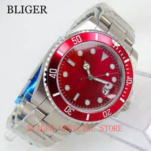 Luxury BLIGER 40mm Chinese Red Automatic Men's Watch Luminous Miyota 8215 Movement Watch Auto Date Stainless Steel Strap 2024 - buy cheap
