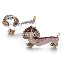 1Pc Cute Dachshund Dog Brooches Enamel Animal  For Women Summer Style Trendy Metal Crystal Brooch Jewelry Dress Coat Gift 2024 - buy cheap