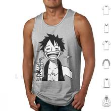 Camiseta sin mangas de una pieza de Luffy, chaleco 100% algodón de Luft Monkey D Luffy Mugiwara One Piece, Anime, Manga de una pieza relajada 2024 - compra barato