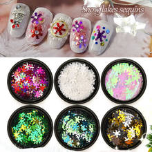 Nail Art Ornaments Symphony White Slim Christmas Snowflake Sequins Nail Decoration for Christmas 2024 - buy cheap