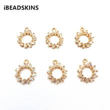 New arrival! 16X13mm 50pcs Copper / Zircon Round shape Charm for Earrings DIY,Earrings parts,hand Made Jewelry DIY 2024 - buy cheap