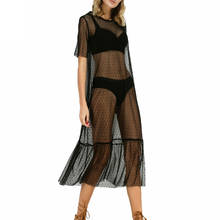 Biquíni transparente preto, feminino, traje de banho de malha pura, renda de tule, cobertura sexy para mulheres, praia, 2021 2024 - compre barato