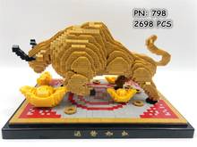 Bloques de construcción 3D de animales de vaca dorada para niños, juguete de ladrillos para armar Pared de EE. UU., 2698P, sin caja 2024 - compra barato