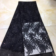 Black 2020 African Tulle Lace Fabric With Stones High Quality Lace Material Net French Embroidery Nigerian Lace Fabric LH9018 2024 - buy cheap