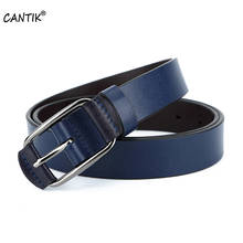 Cantik cinto feminino de alta qualidade azul couro de vaca capa de couro fivela de liga pino jeans acessórios de vestuário feminino 2.6cm de largura fca017 2024 - compre barato