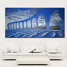 Abstract Art Modern Surrealism Paintings Blue Bridge And Sea Painting Printed On Canvas Wall Art Print Poster Home Decor 2024 - buy cheap