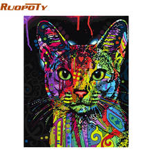 RUOPOTY Colorful Cat DIY Painting By Numbers Abstract Modern Wall Art Picture Kits Coloring Painting By Numbers For Home Decor 2024 - buy cheap