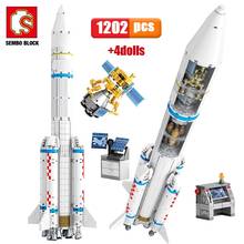 SEMBO Technical Aviation Rocket Building Blocks City Creative Artificial Satellite Space Launcher Cosmonaut Figures Bricks Toys 2024 - buy cheap